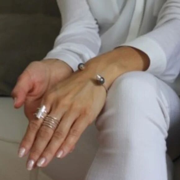 stella & dot ~ mayleeโsilver ring ~ size M - L - Picture 4 of 8